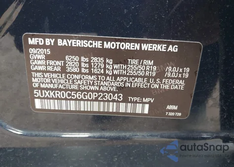 2016 BMW X5 xDrive35I from USA, damaged, VIN 5UXKR0C56G0P23043
